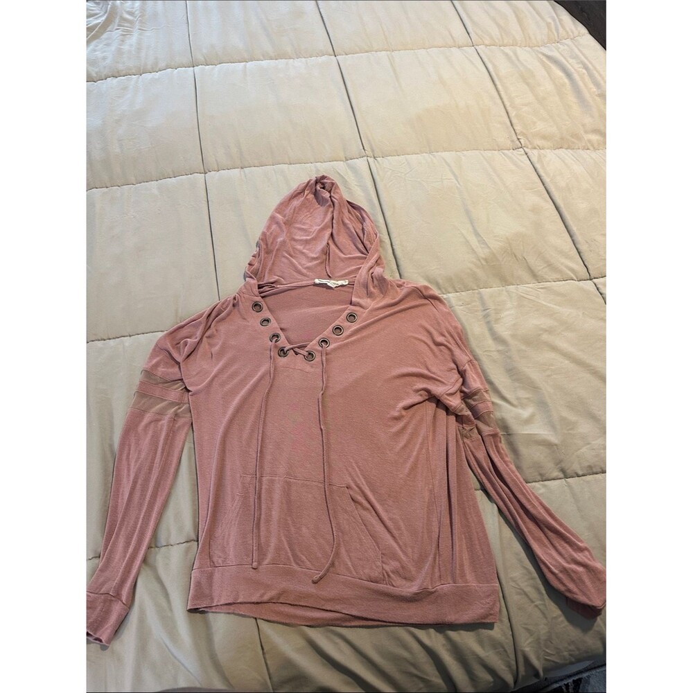 Hippie Rose Mauve Knit Hoodie Top